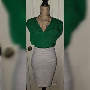 Express Dress - Green Top With Cream Colored Bottom - Size Small